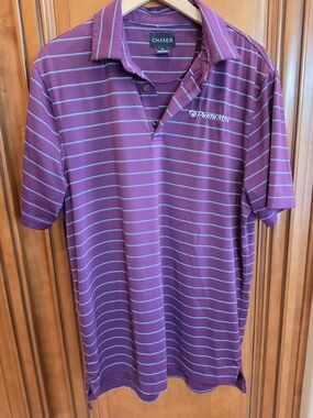 Chase 54 Men's Purple Striped Polo Shirt Punta Mita Logo Size M EUC